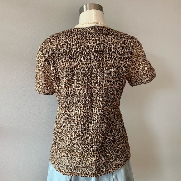 Vintage East 5th Y2K Leopard Print Textured Blouse Top Size L - Picture 3 of 10